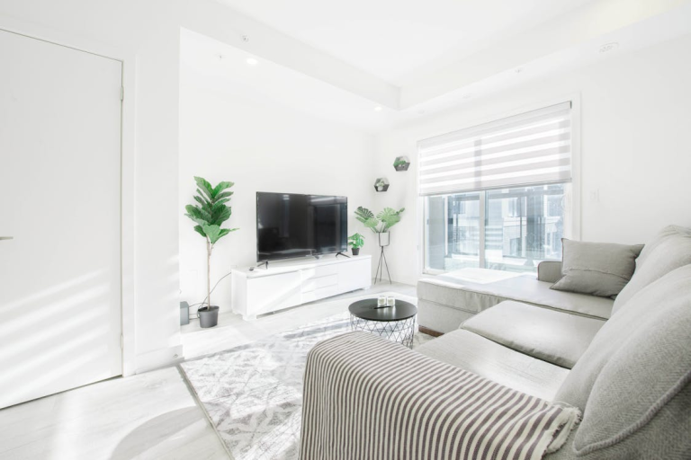 white modern interior of a duplex in Vancouver